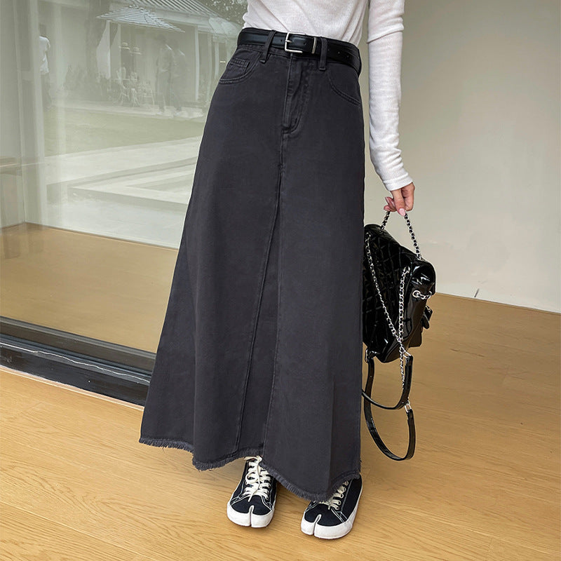 Carly – High Waist Retro Denim Skirt