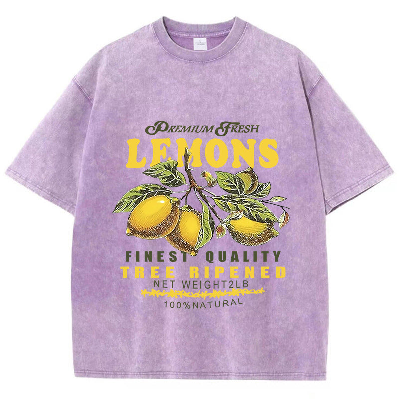 Caroline – Short-Sleeved Top with Lemon Print