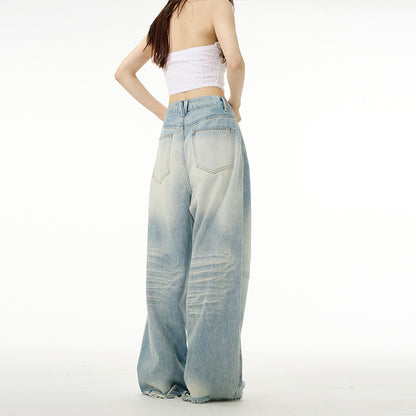 Jake – Water Washed Wide Jeans with Distressed Details