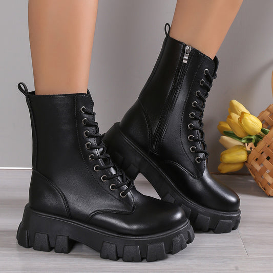 Fiona – Women's Chunky Heel Vegan Leather Boots
