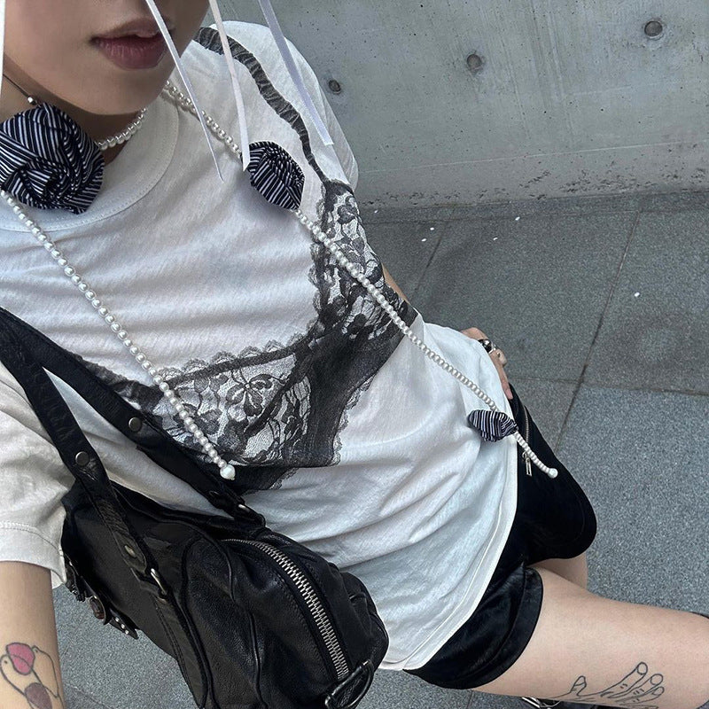 Hannah – Contrast Lace See-through Corset Top