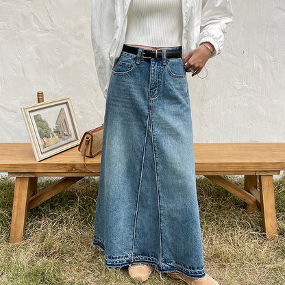 Carly – High Waist Retro Denim Skirt