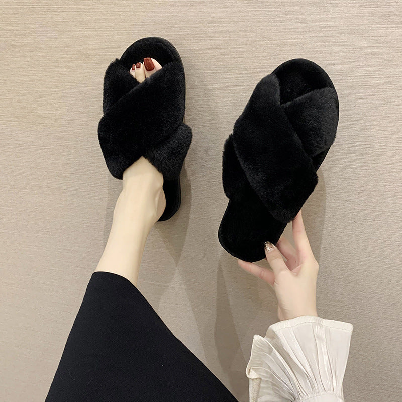 Kathleen – Fluffy Open Toe Vegan Slippers