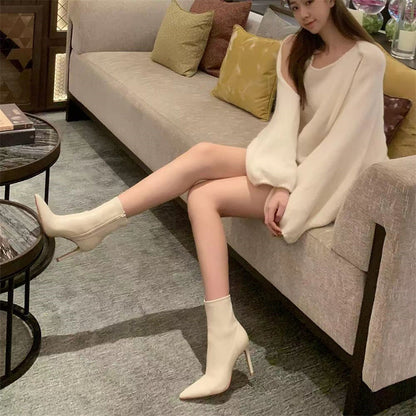 Sharon – Stiletto Heel Vegan Leather Martin Boots