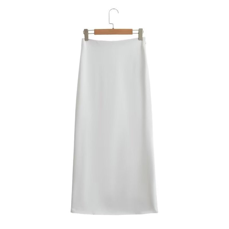 Tracy – Silk Satin Short Sleeve Skirt Suit