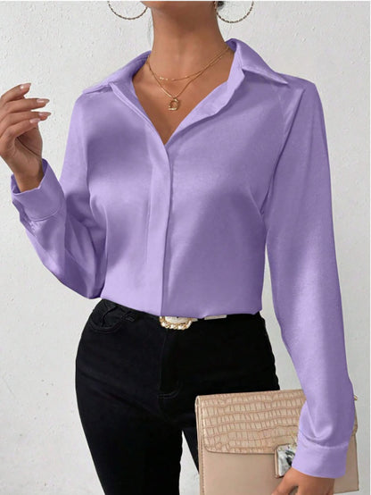 Caroline – Women's Satin Silk-like Long-sleeved Shirt