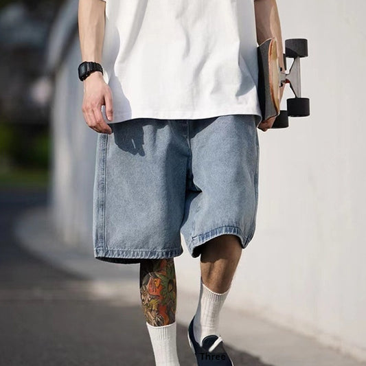 Wayne – Retro Washed Baggy Denim Shorts