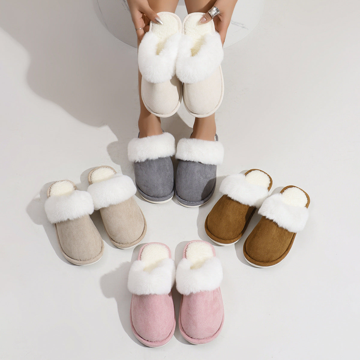 Hannah – Cozy Vegan Suede Slippers
