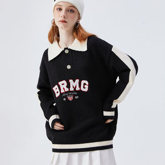 Nathaniel – Retro Contrast Letter Polo Shirt