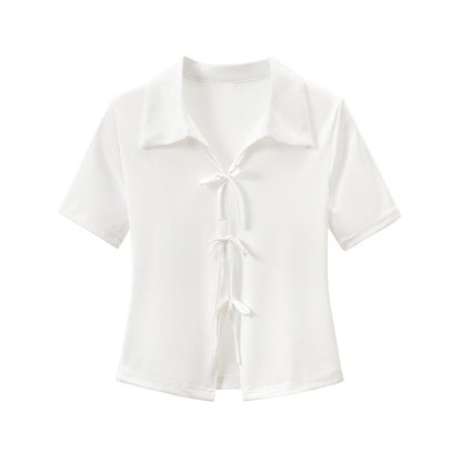 Kimberley – Chic Polo Collar Short Sleeve T-shirt