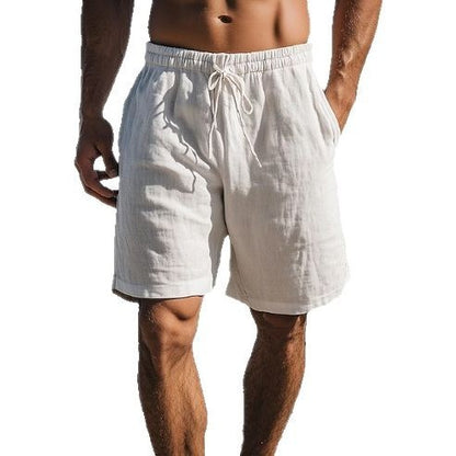 Steve – Cotton Linen Shorts with Drawstring Elastic Waist