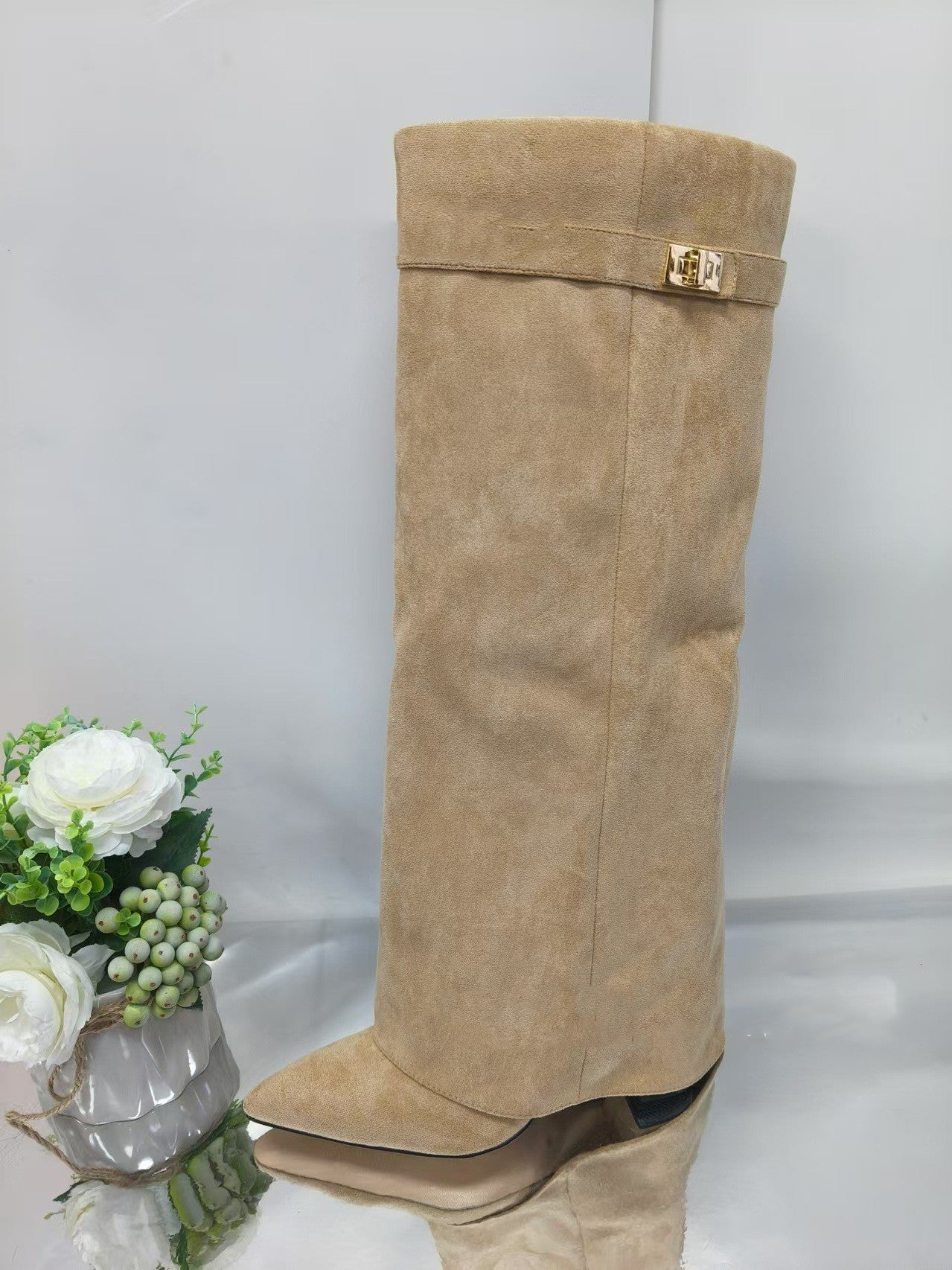 Emily – Mid-Calf Knight Boots with Vegan Leather