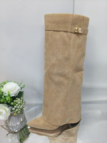 Emily – Mid-Calf Knight Boots with Vegan Leather