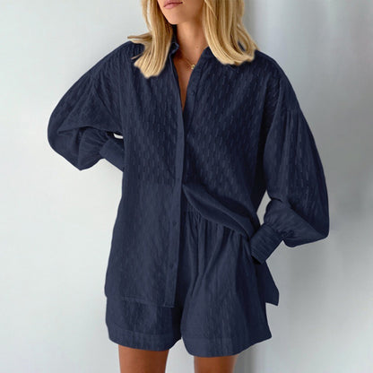 Katy – Jacquard Bubble Sleeve Casual Suit