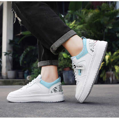 Noel – Men's Casual Sneakers in White and Blue