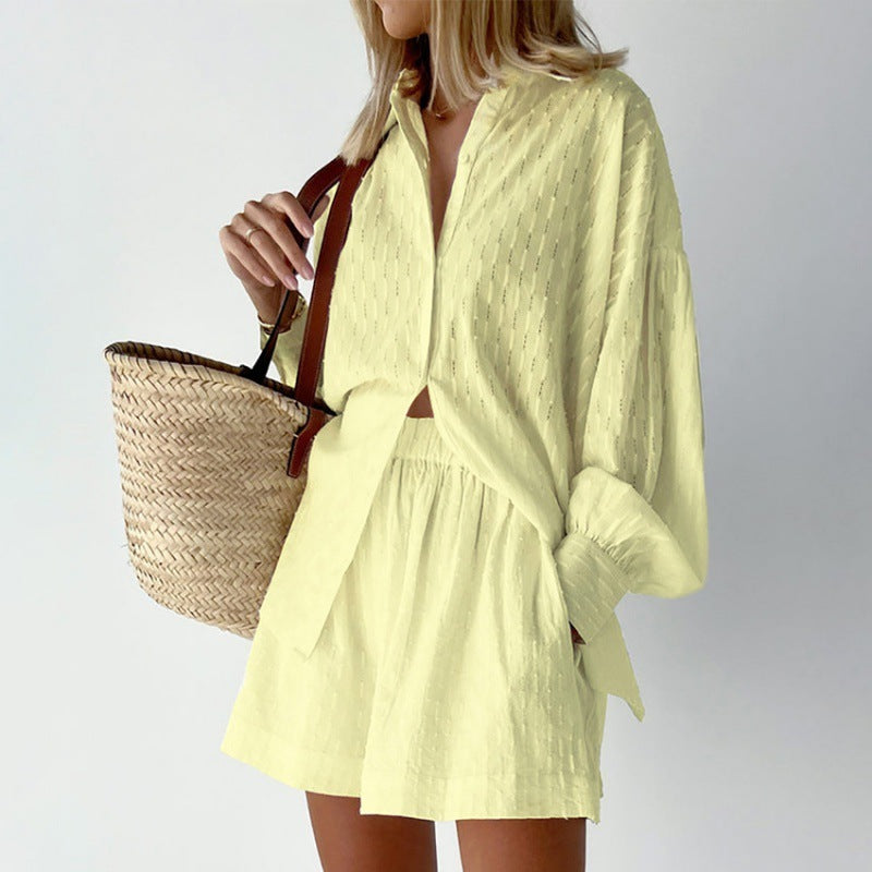 Katy – Jacquard Bubble Sleeve Casual Suit