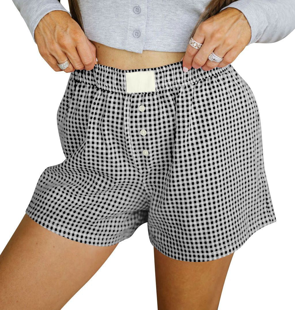 Georgina – Casual Cotton Plaid Shorts