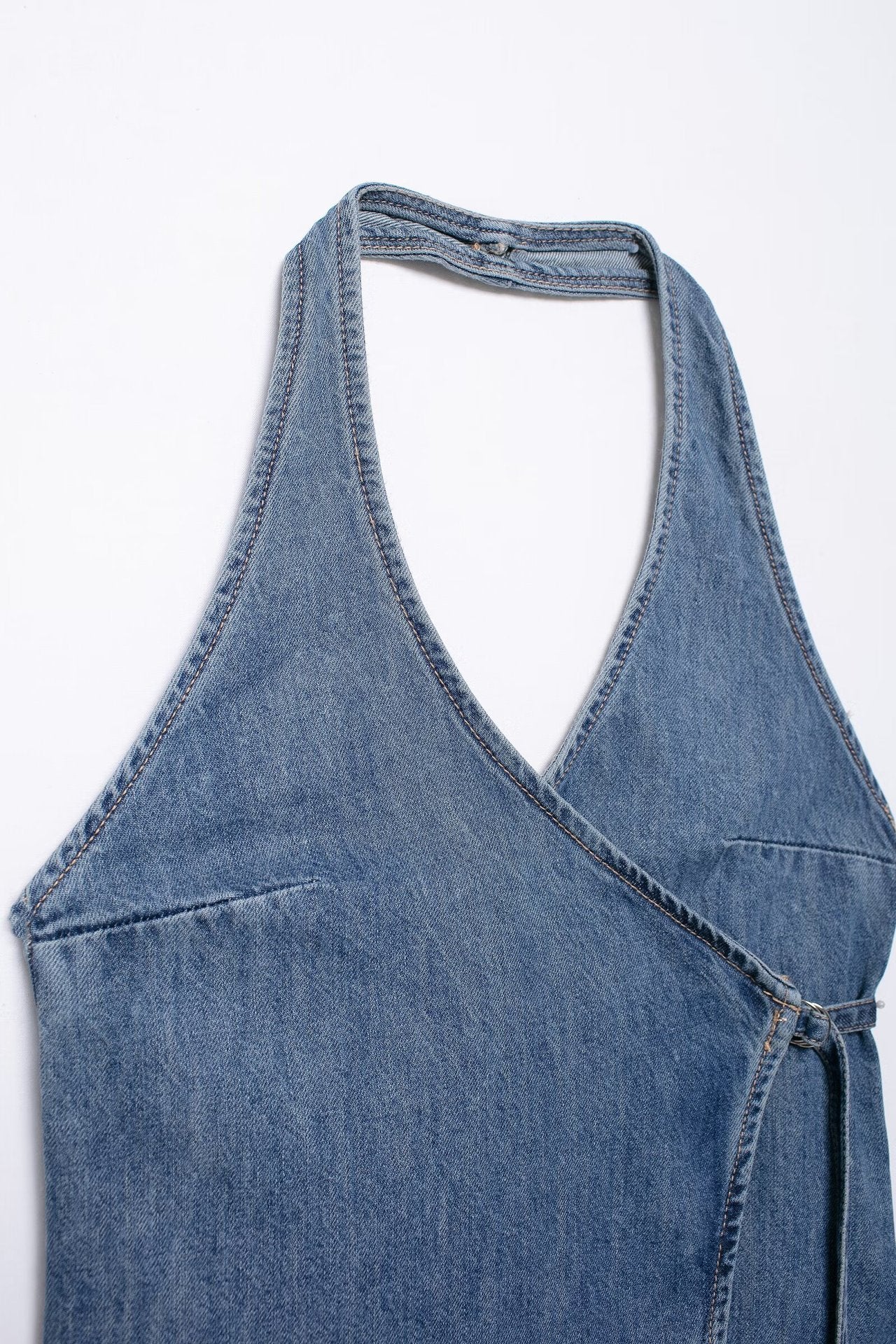 Alice – Summer Denim Hanging Collar Top