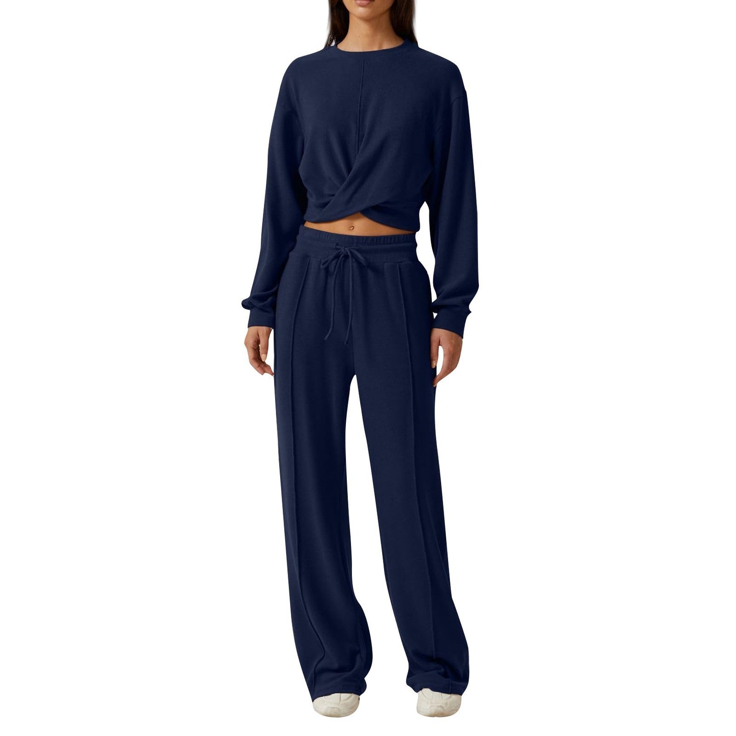 Melanie – Casual Wide-Leg Sweatpants with Front Fold Sweatshirt