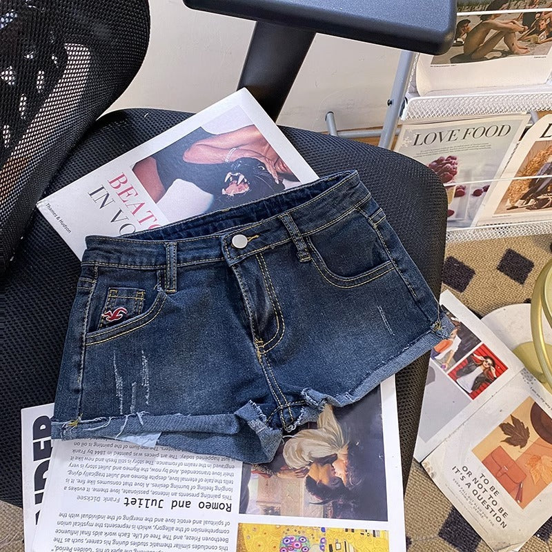 Georgina – Low Waist Denim Super Short Shorts