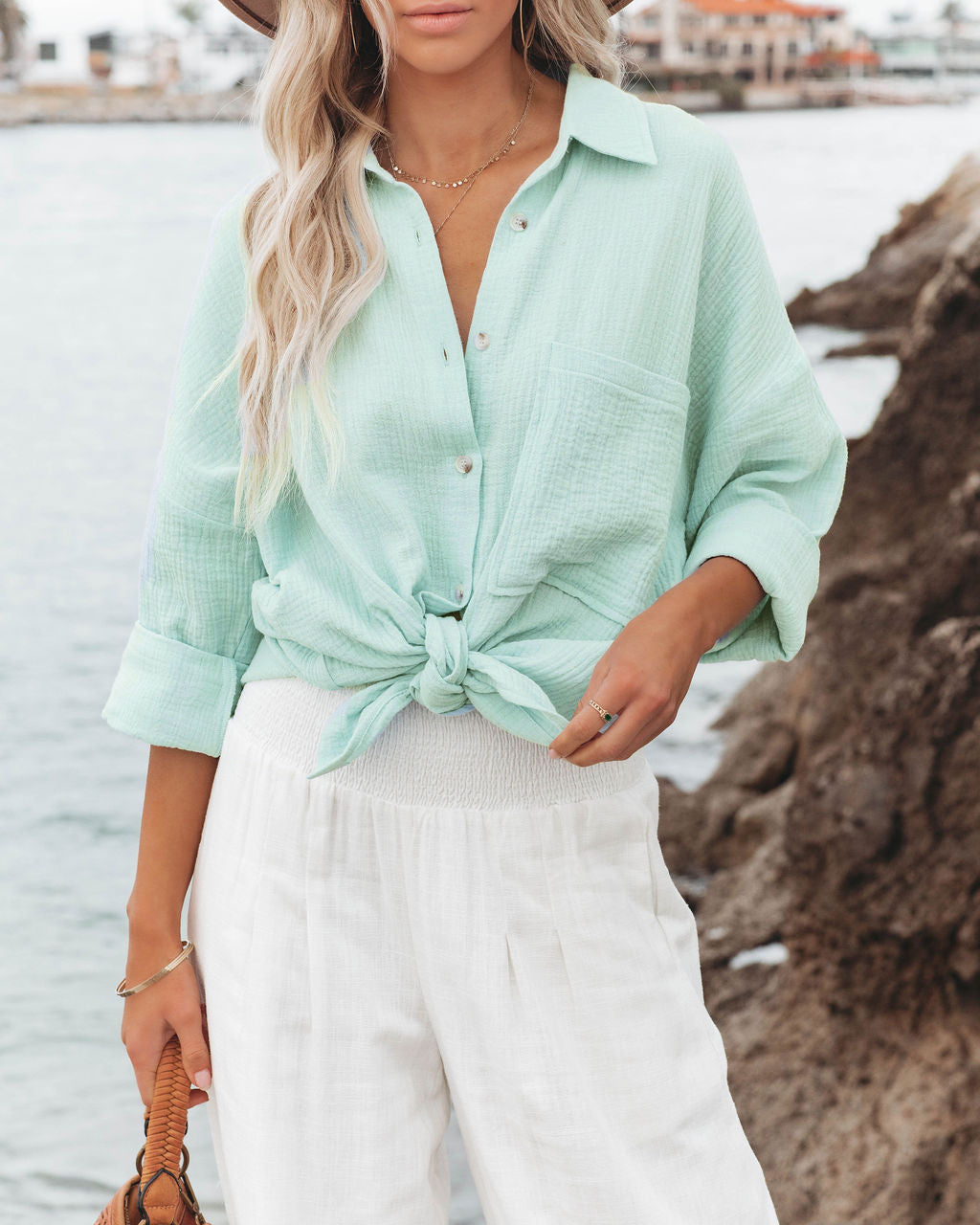 Megan – Fashionable Polo Collar Shirt with Pockets