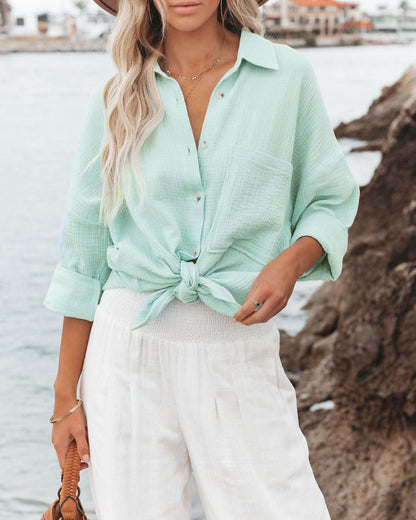 Megan – Fashionable Polo Collar Shirt with Pockets