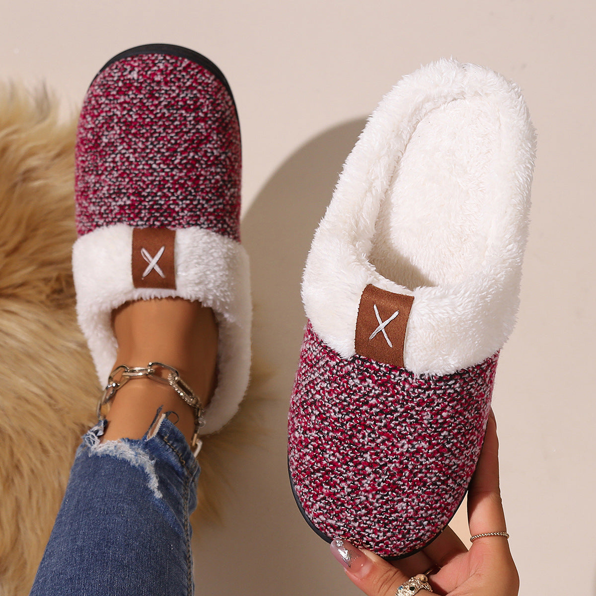Rebecca – Cozy Vegan Plush Indoor Slippers