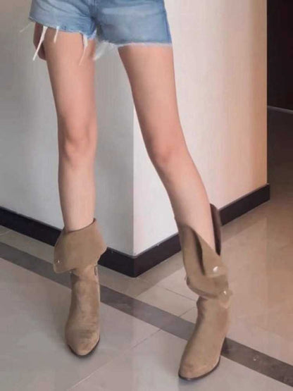 Brenda – Mid-Calf Western Vegan Leather Boots