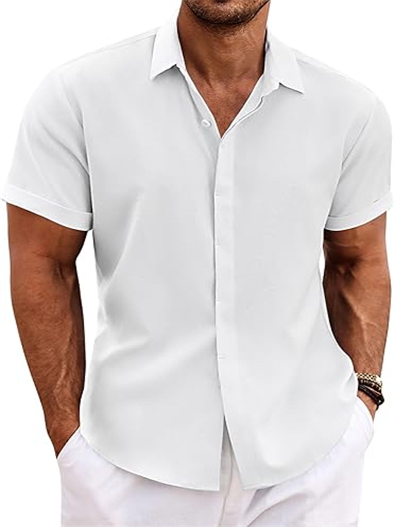 Terence – Men's Short Sleeve Casual Buckle Shirt