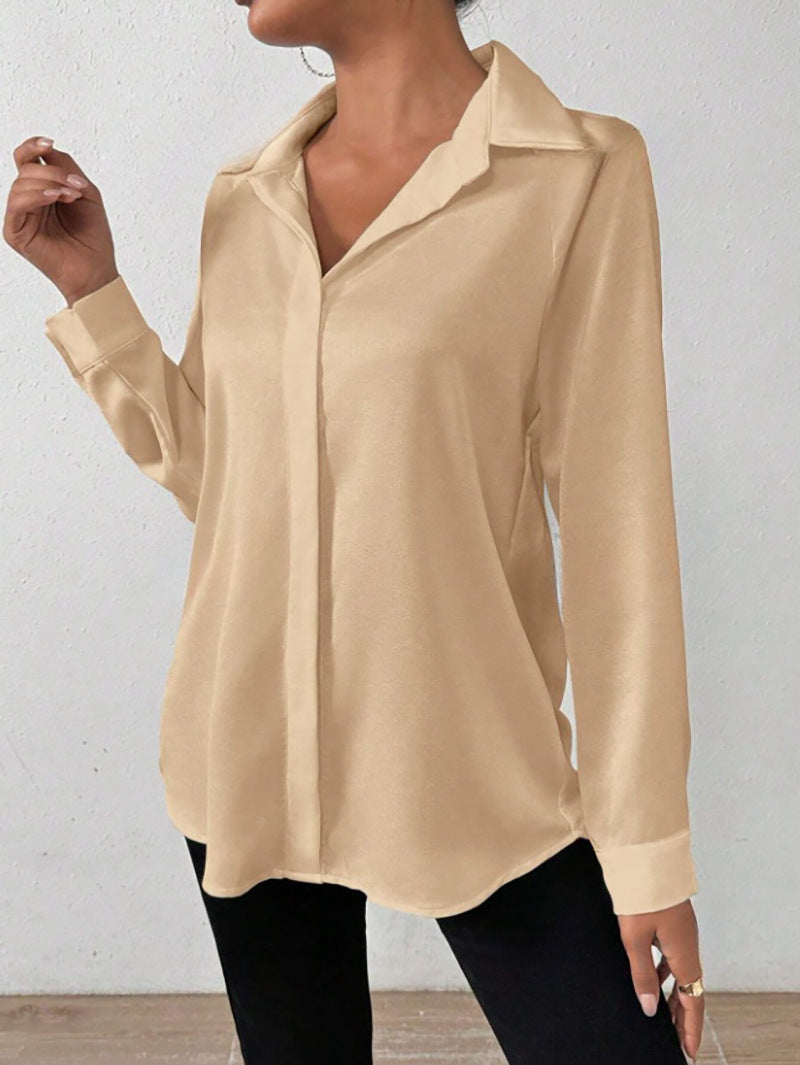 Caroline – Women's Satin Silk-like Long-sleeved Shirt