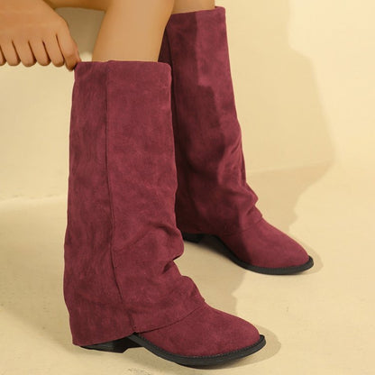 Katy – Vegan Suede Fashion Boots with Chunky Heel