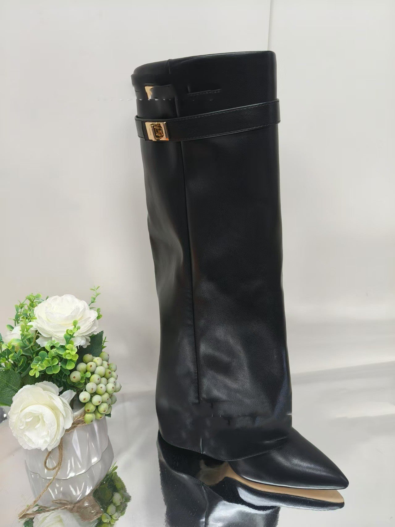 Emily – Mid-Calf Knight Boots with Vegan Leather