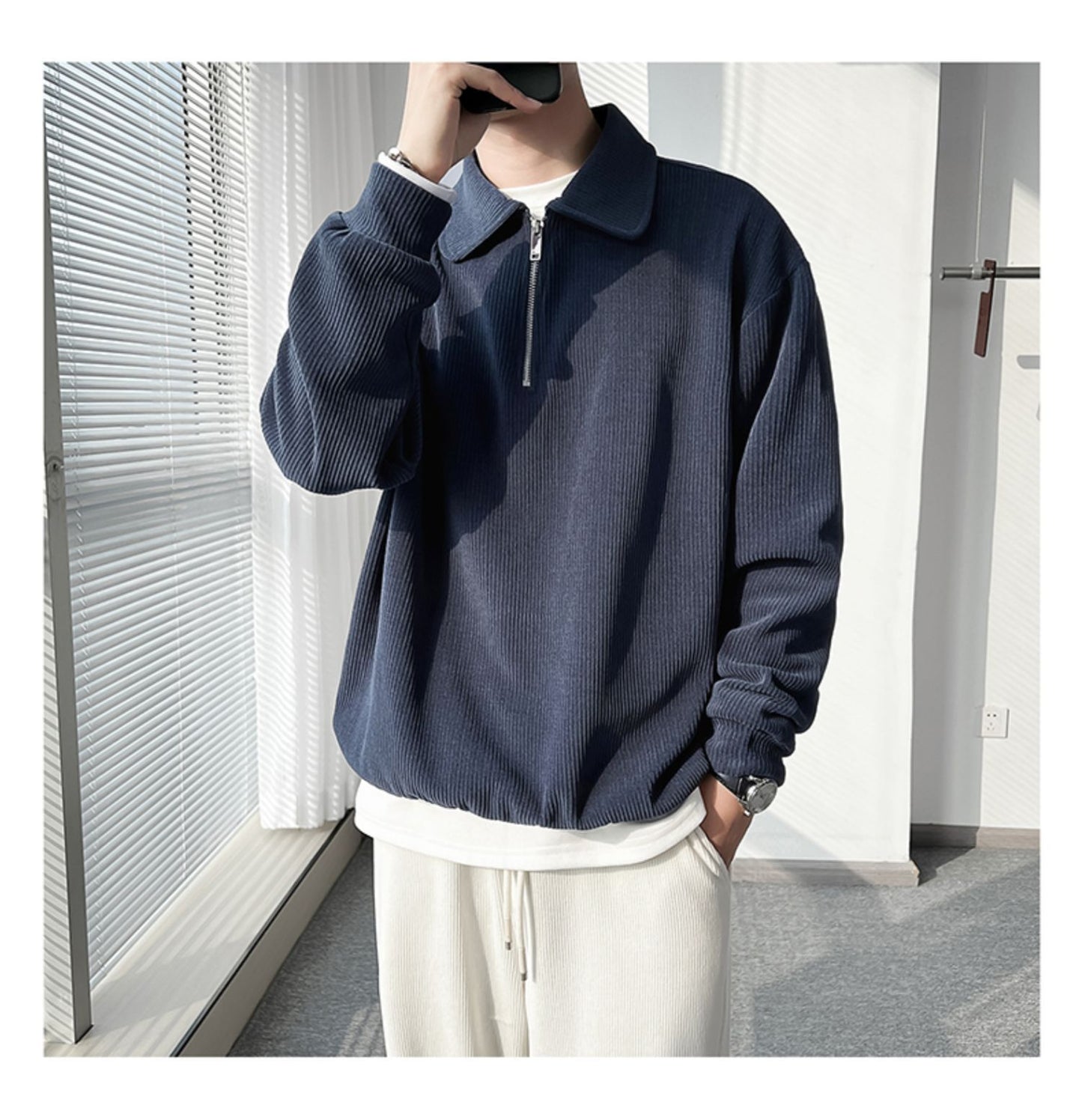 Victor – Men's Striped Polo Collar Sweater