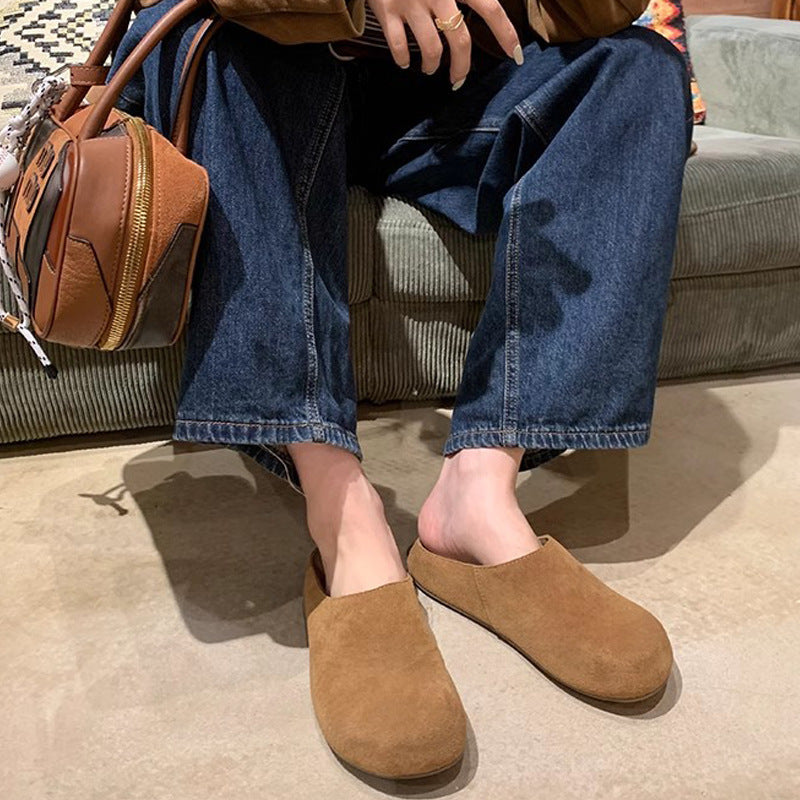 Victoria – Vegan Leather Slip-on Slippers with Thick Sole