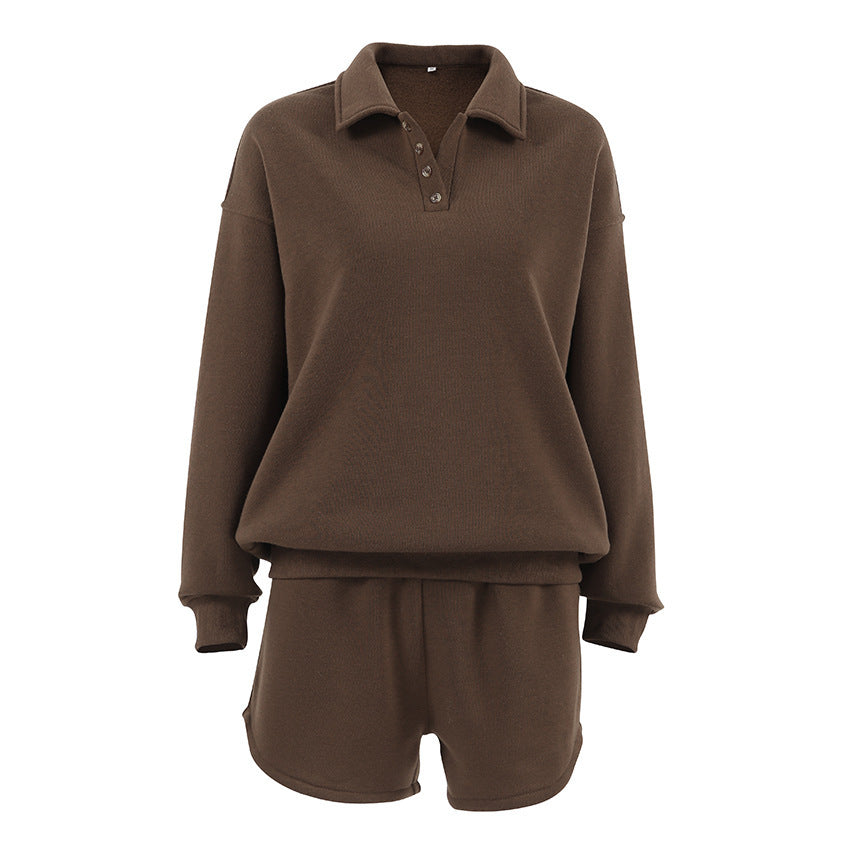 Amelia – Casual Brown Polo Shirt and Shorts Set