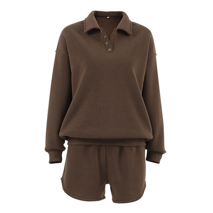 Amelia – Casual Brown Polo Shirt and Shorts Set