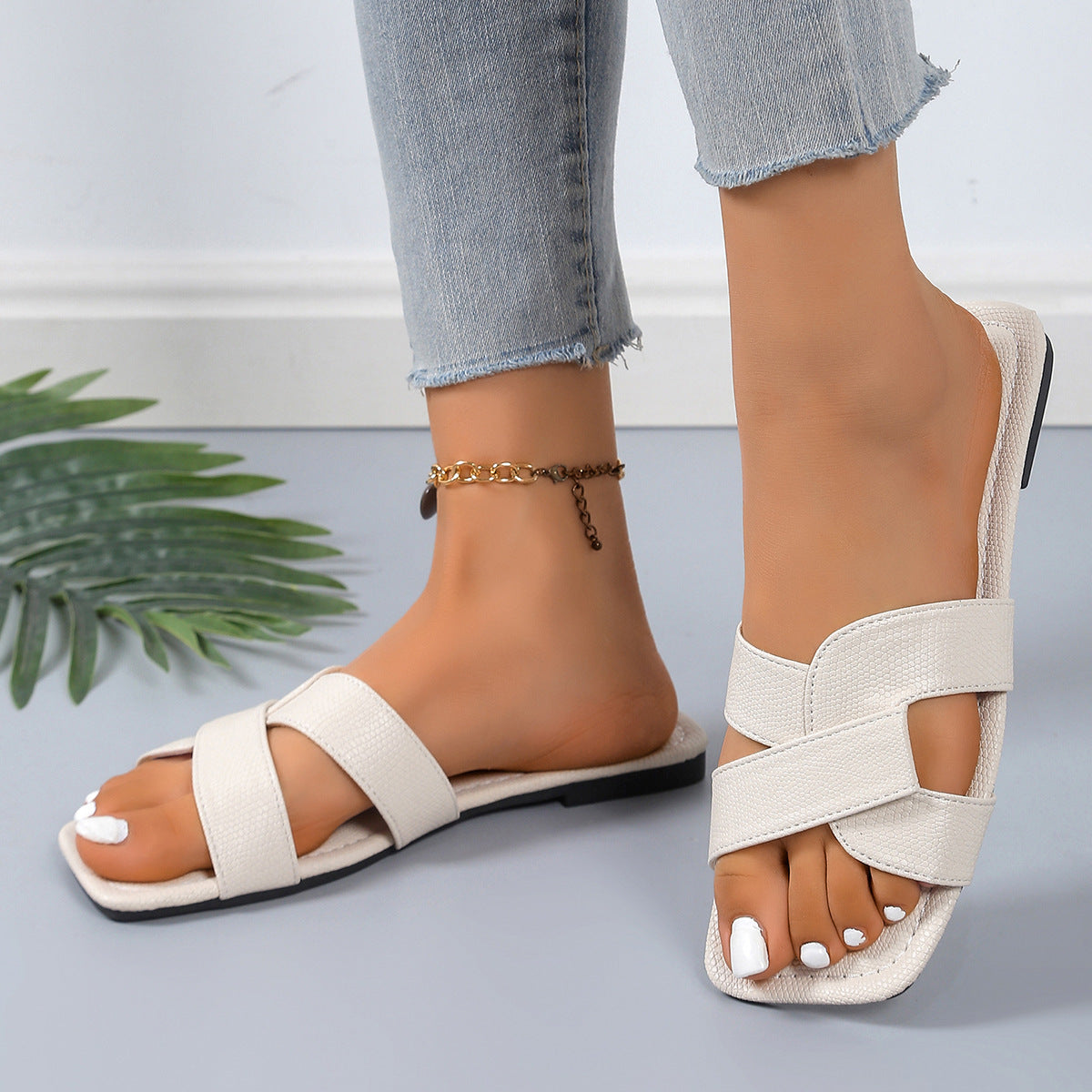 Lydia – Women's Summer Square Toe Fashion Slippers