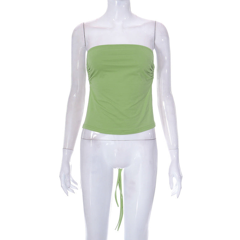Angela – Pure Color Tied Tube Top Backless Wrap Chest Inner Wear