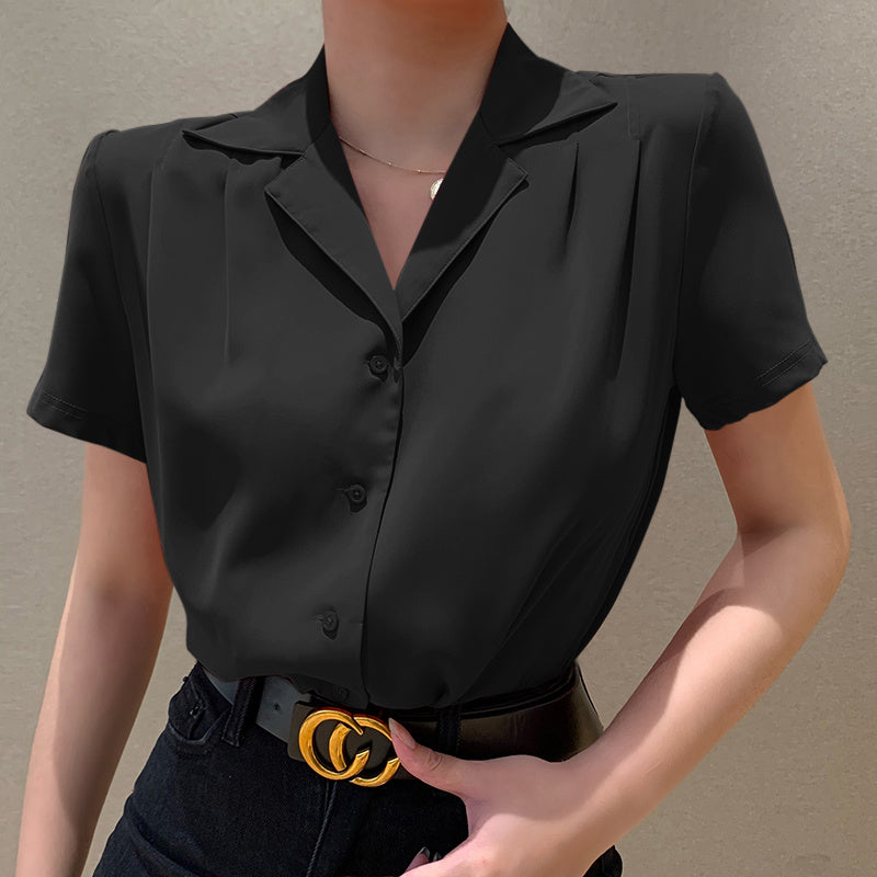 Heather – Retro Polo Collar Short-Sleeved Shirt