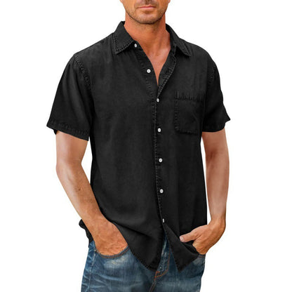 Jude – Men's Solid Color Polo Collar Shirt with Pocket