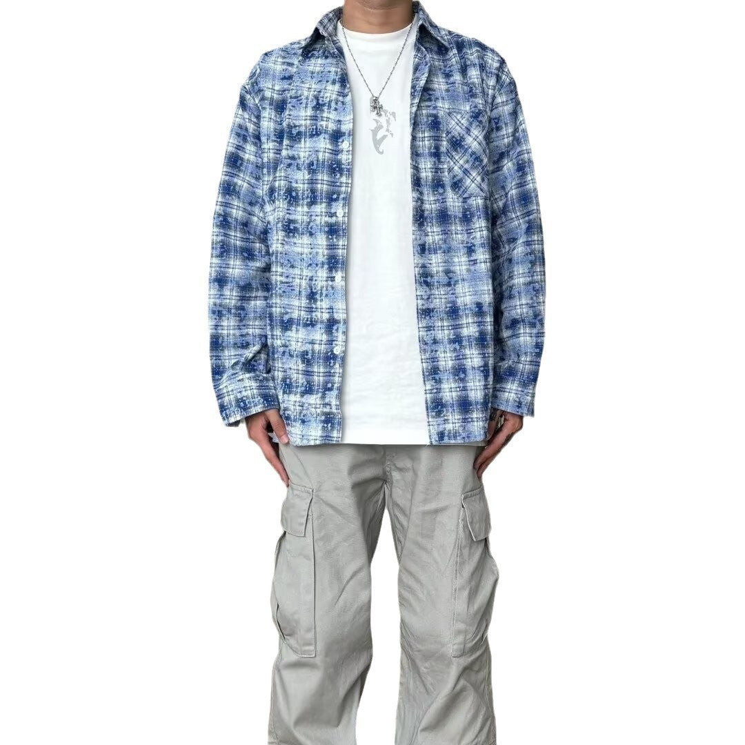 Gabriel – Loose Long Sleeve Shirt with Plaid Pattern