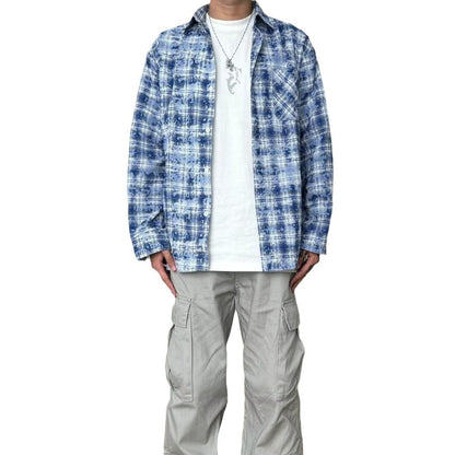 Gabriel – Loose Long Sleeve Shirt with Plaid Pattern