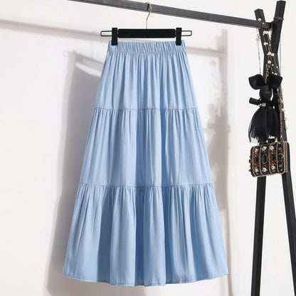 Abigail – Mid-Length Tencel Skirt with Elastic Waist