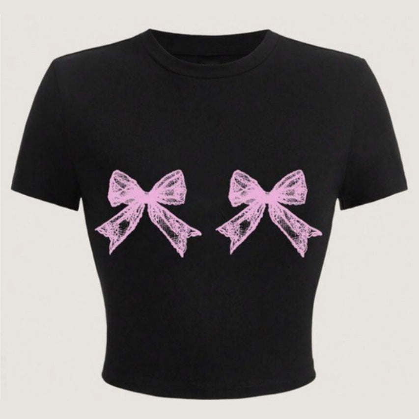 Samantha – Casual Lace Bow Print Top