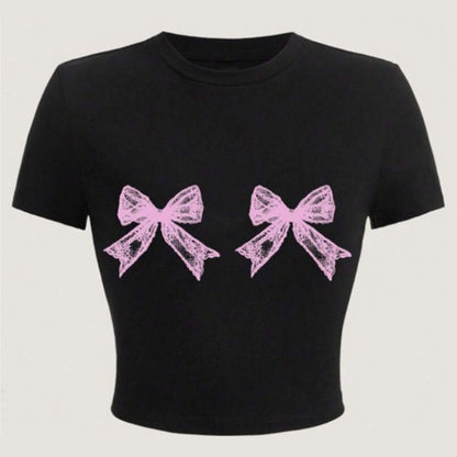 Samantha – Casual Lace Bow Print Top