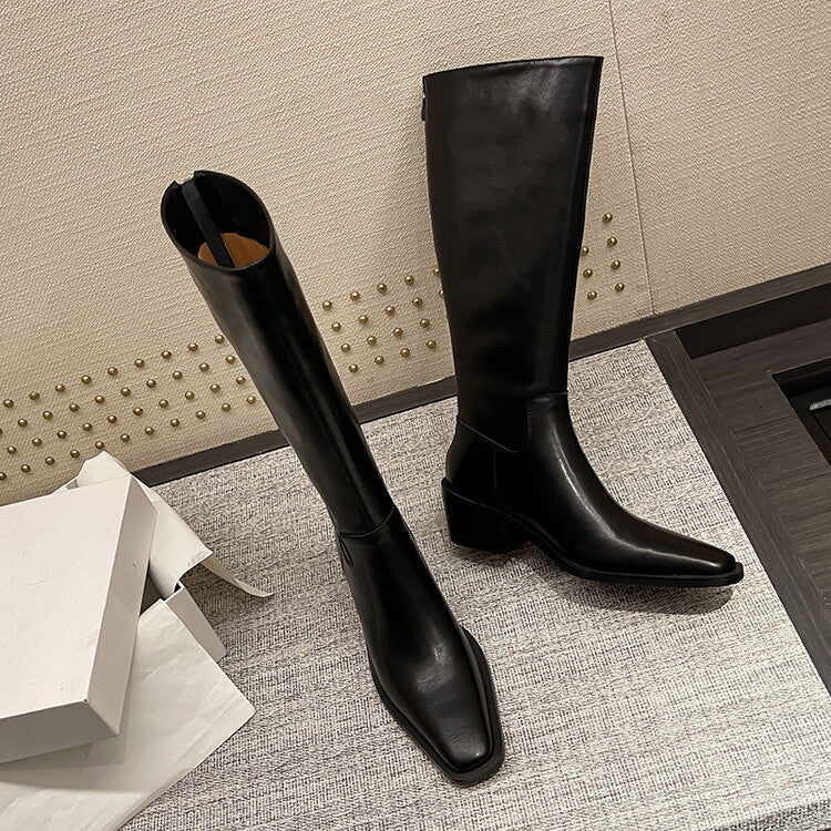 Charlotte – British Style Vegan Leather High Leg Boots