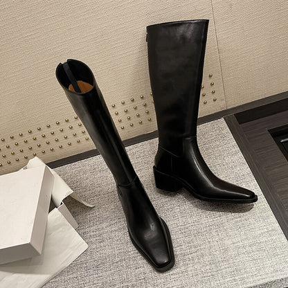 Charlotte – British Style Vegan Leather High Leg Boots