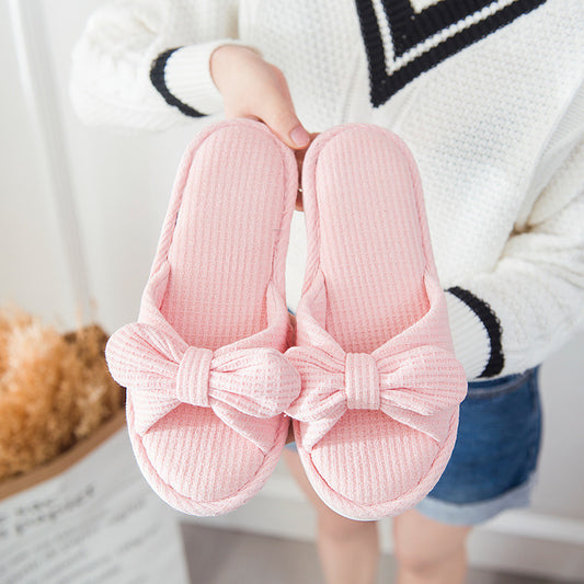 Tara – Striped Linen Slippers