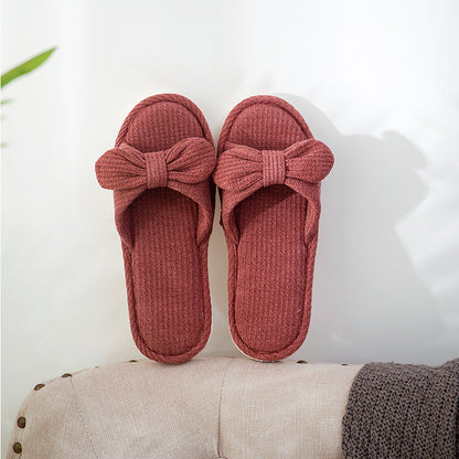 Tara – Striped Linen Slippers