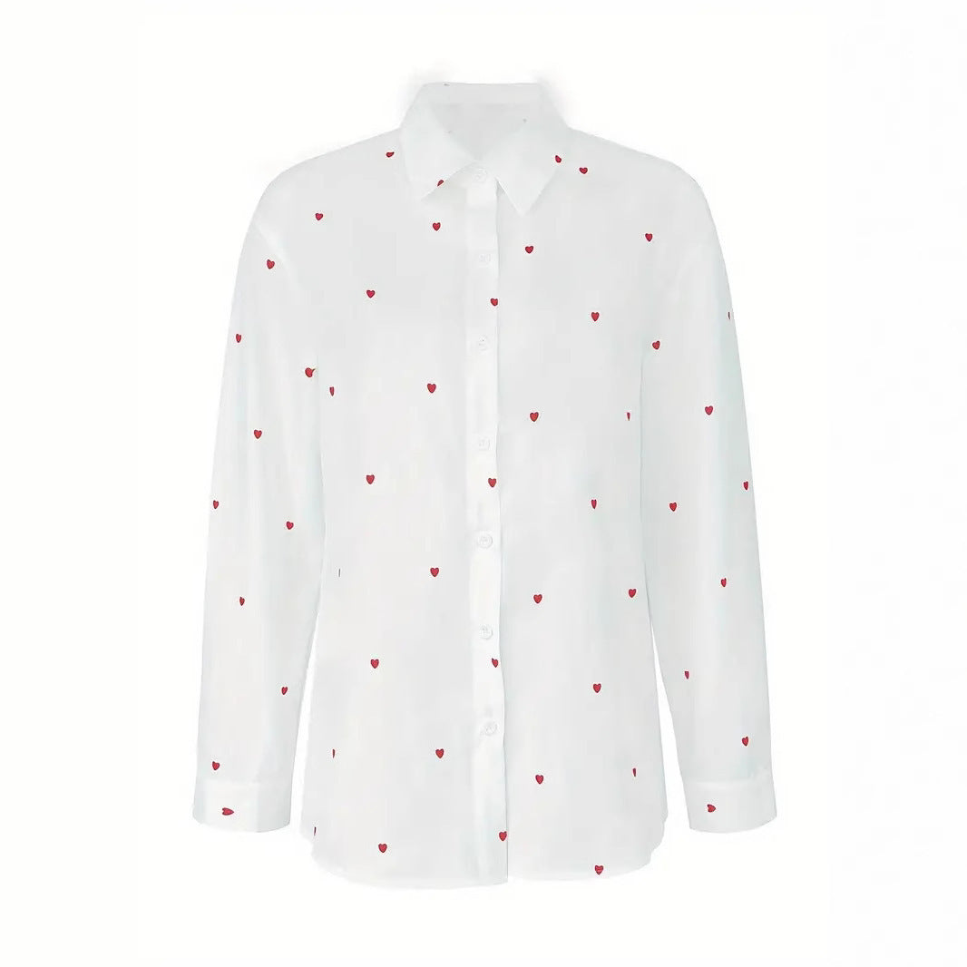 Janet – Heart Print Long Sleeve Shirt